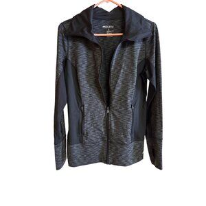 Ideology Womens Gray & Black Zip-Up Jacket M Polyester/Spandex Activewear With T